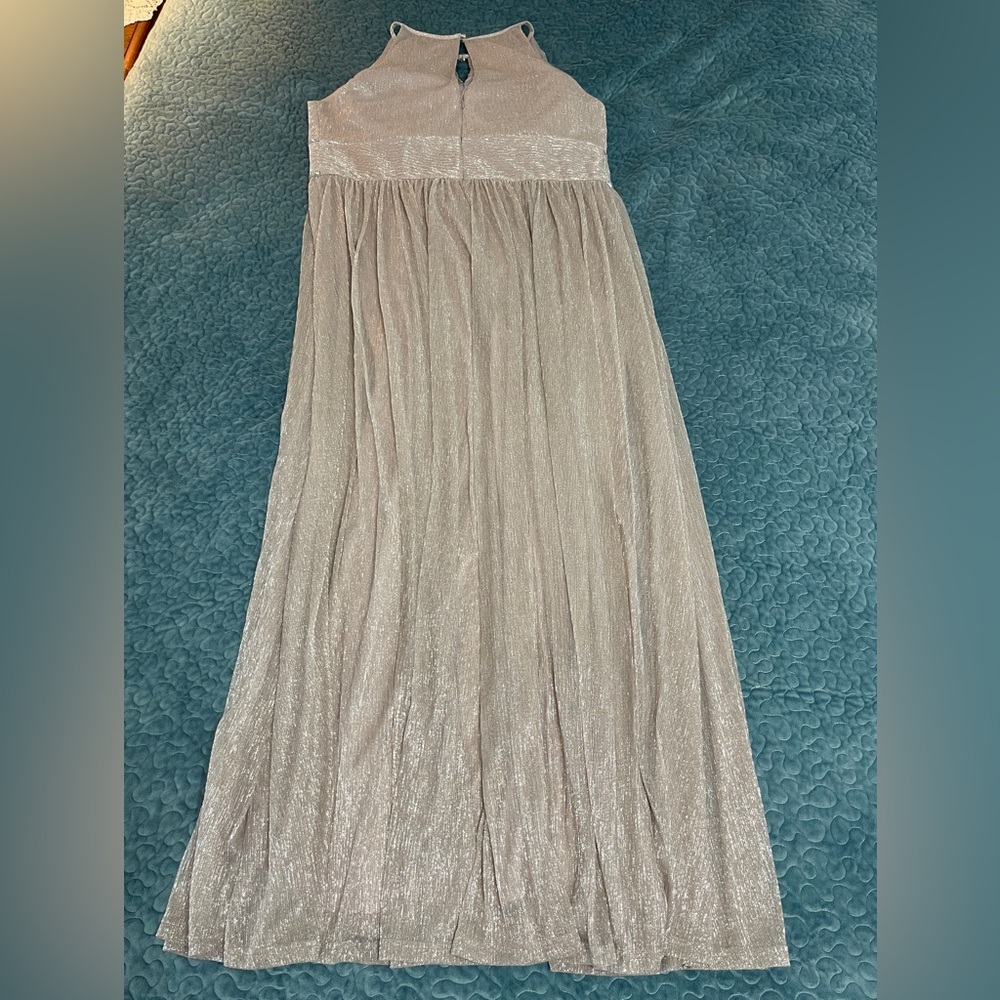 Oleg Cassini Metallic Formal Evening Gown Sz 20W Blush Sleeveless Full Length - Picture 7 of 14
